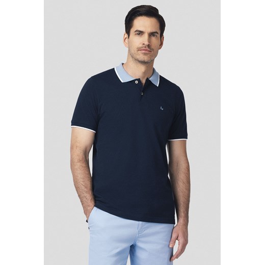 Koszulka Polo Bawełniana Granatowa Borin ze sklepu Lancerto S.A. w kategorii T-shirty męskie - zdjęcie 184584496