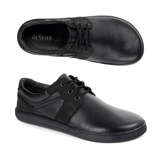 BAREFOOT Męskie buty skórzane sznurowane minimalistyczne 115KZ czarne ze sklepu butyolivier w kategorii Półbuty męskie - zdjęcie 184584618