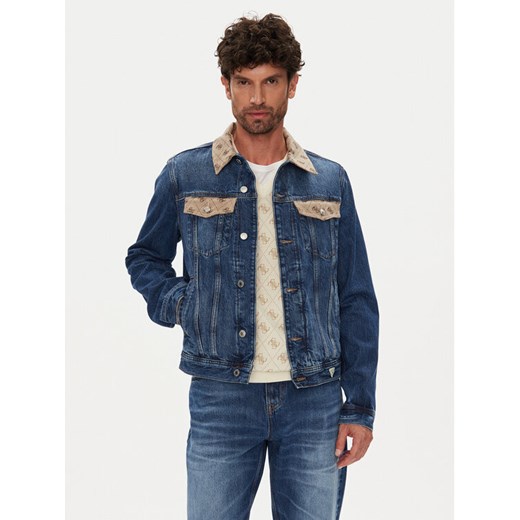 Guess Kurtka jeansowa M5YXN1 D5KT3 Granatowy Regular Fit ze sklepu MODIVO w kategorii Kurtki męskie - zdjęcie 184584895