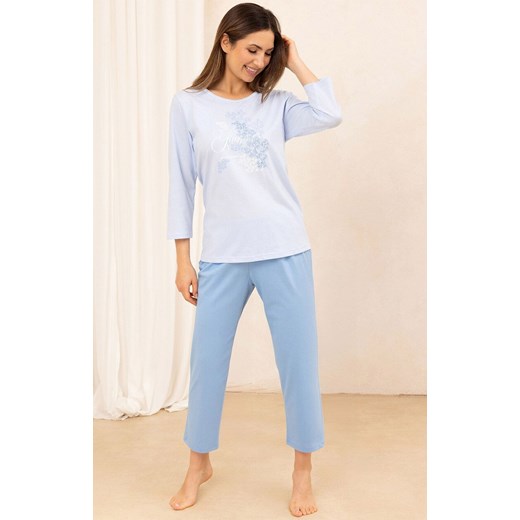 Bawełniana piżama damska niebieska plus size 706, Kolor niebieski, Rozmiar XXL, Regina ze sklepu Primodo w kategorii Piżamy damskie - zdjęcie 184585626