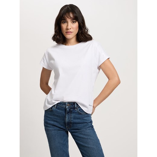 Cross Jeans Koszulka w kolorze białym ze sklepu Limango Polska w kategorii Bluzki damskie - zdjęcie 184586167