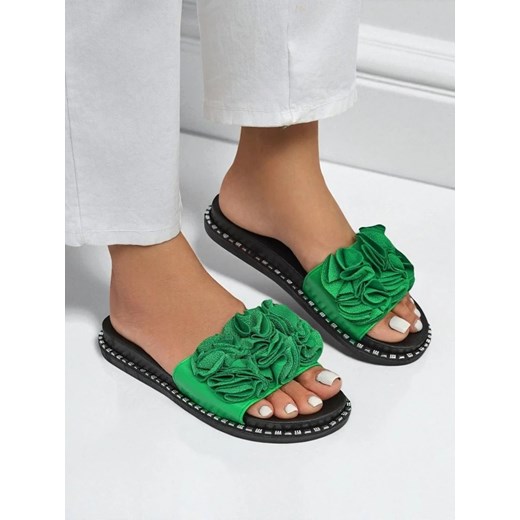 Royalfashion Damskie klapki na płaskiej podeszwie Flora Verde Royalfashion.pl 38 okazja royalfashion.pl