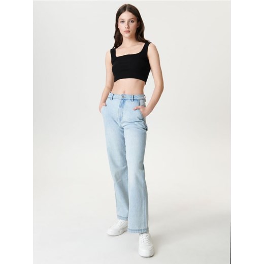 Sinsay - Crop top w prążki - czarny Sinsay XL wyprzedaż Sinsay