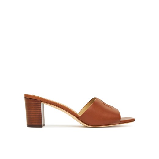 Klapki LAUREN RALPH LAUREN Everley Block-Heel 802974364002 Brązowy ze sklepu eobuwie.pl w kategorii Klapki damskie - zdjęcie 184590617