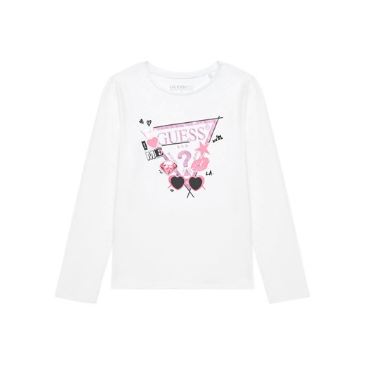 Guess Bluzka J5YI01 K6YW4 Biały Regular Fit ze sklepu MODIVO w kategorii Bluzki dziewczęce - zdjęcie 184591625