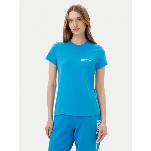 Karl Lagerfeld Jeans T-Shirt A1W17004 Niebieski Slim Fit ze sklepu MODIVO w kategorii Bluzki damskie - zdjęcie 184591638
