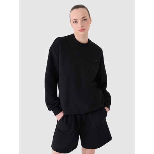 Bluza dresowa nierozpinana bez kaptura uniseks 4F 4FWSS25TSWSU1546 - czarna ze sklepu Sportstylestory.com w kategorii Bluzy damskie - zdjęcie 184595159