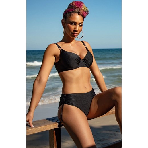 Dwuczęściowy czarny strój kąpielowy bikini z wysokim stanem 128/05, Kolor czarny, Rozmiar 2XL, Primo ze sklepu Intymna w kategorii Stroje kąpielowe - zdjęcie 184595695