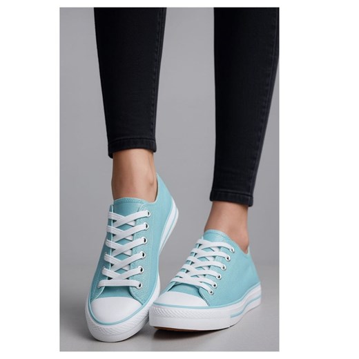 Wiązane niebieskie trampki damskie /D7-3 16400 G168/ ze sklepu Pantofelek24.pl w kategorii Trampki damskie - zdjęcie 184596239