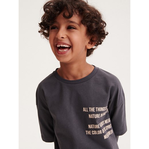 Reserved - Longsleeve oversize - ciemnoszary ze sklepu Reserved w kategorii T-shirty chłopięce - zdjęcie 184597359