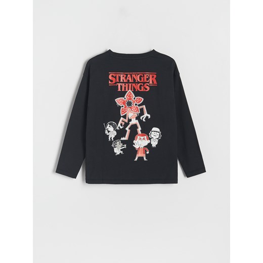 Reserved - Longsleeve oversize Stranger Things - czarny ze sklepu Reserved w kategorii T-shirty chłopięce - zdjęcie 184597409