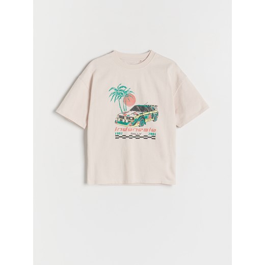 Reserved - T-shirt oversize - kremowy ze sklepu Reserved w kategorii T-shirty chłopięce - zdjęcie 184598266