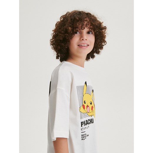 Reserved - T-shirt oversize Pokémon - złamana biel ze sklepu Reserved w kategorii T-shirty chłopięce - zdjęcie 184598268