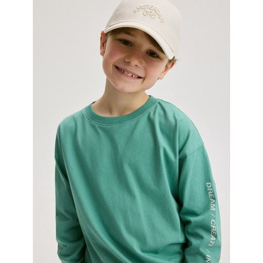 Reserved - Longsleeve oversize - morski ze sklepu Reserved w kategorii T-shirty chłopięce - zdjęcie 184598286