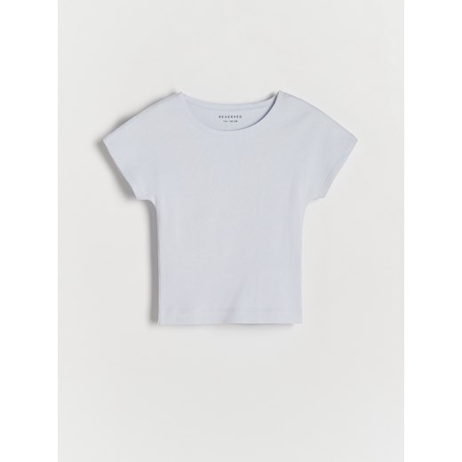 Reserved - Prążkowany t-shirt - jasnoniebieski ze sklepu Reserved w kategorii Bluzki dziewczęce - zdjęcie 184598336