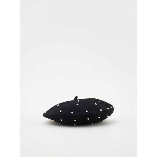 Reserved - Wełniany beret z perełkami - czarny ze sklepu Reserved w kategorii Czapki dziecięce - zdjęcie 184598838