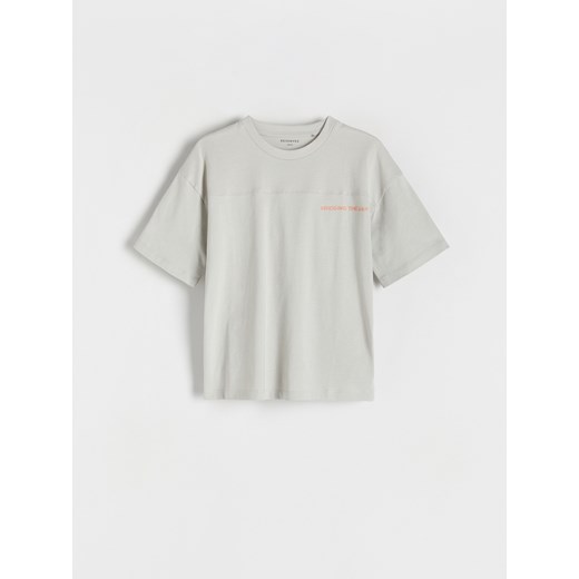 Reserved - Bawełniany t-shirt oversize - jasnoszary ze sklepu Reserved w kategorii T-shirty chłopięce - zdjęcie 184598936