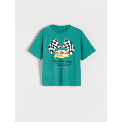 Reserved - T-shirt oversize z nadrukiem - zielony ze sklepu Reserved w kategorii T-shirty chłopięce - zdjęcie 184598945