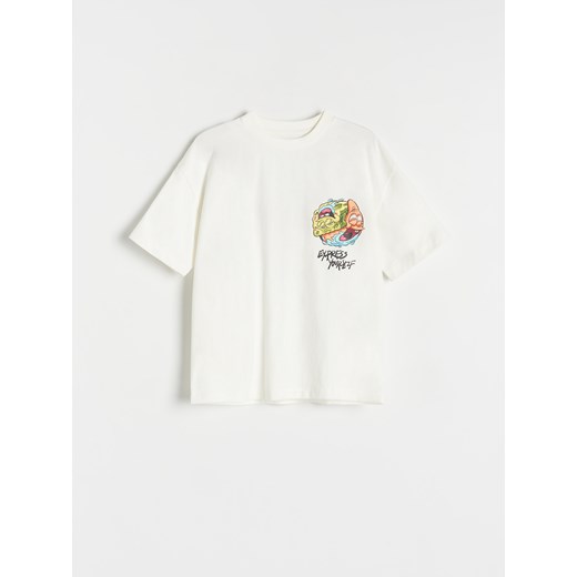 Reserved - T-shirt oversize SpongeBob - złamana biel ze sklepu Reserved w kategorii T-shirty chłopięce - zdjęcie 184599016