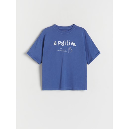 Reserved - T-shirt oversize z nadrukiem - granatowy ze sklepu Reserved w kategorii T-shirty chłopięce - zdjęcie 184599095