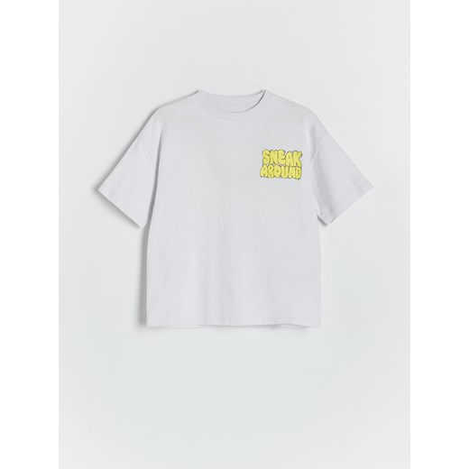 Reserved - T-shirt oversize z nadrukiem - jasnoszary ze sklepu Reserved w kategorii T-shirty chłopięce - zdjęcie 184599127
