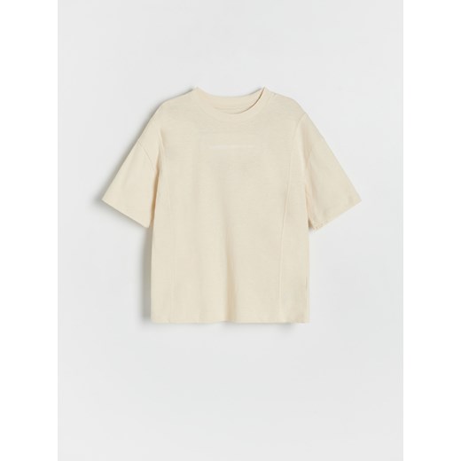 Reserved - Bawełniany t-shirt oversize - złamana biel ze sklepu Reserved w kategorii T-shirty chłopięce - zdjęcie 184599135