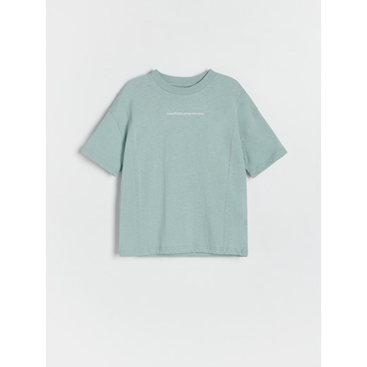 Reserved - Bawełniany t-shirt oversize - jasnoturkusowy ze sklepu Reserved w kategorii T-shirty chłopięce - zdjęcie 184599139