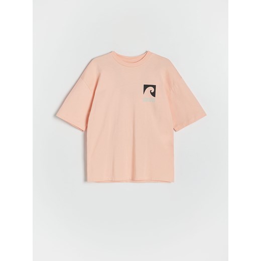 Reserved - T-shirt oversize z nadrukiem - brzoskwiniowy ze sklepu Reserved w kategorii T-shirty chłopięce - zdjęcie 184599157