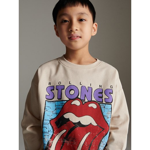 Reserved - Longsleeve The Rolling Stones - beżowy ze sklepu Reserved w kategorii T-shirty chłopięce - zdjęcie 184599205