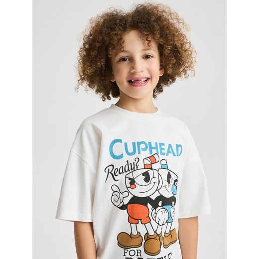Reserved - T-shirt oversize Cuphead - złamana biel ze sklepu Reserved w kategorii T-shirty chłopięce - zdjęcie 184599299