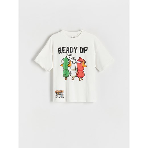 Reserved - T-shirt oversize Goose Goose Ducks - złamana biel ze sklepu Reserved w kategorii T-shirty chłopięce - zdjęcie 184599306