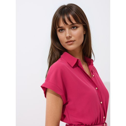 Mohito - Koszulowa różowa sukienka midi - różowy Mohito 34 Mohito