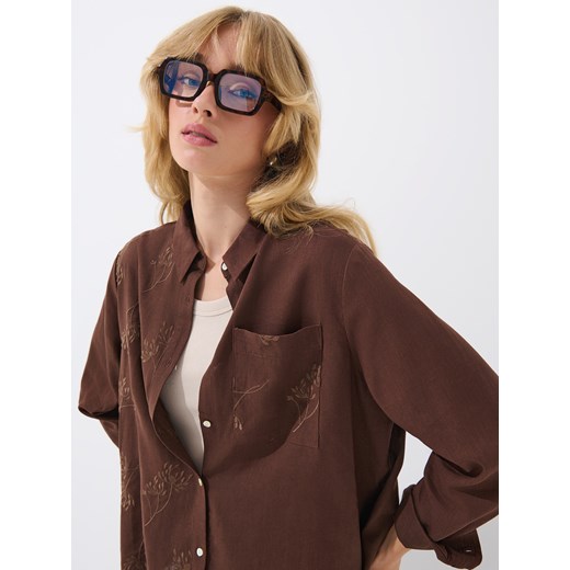 Mohito - Brązowa koszula z wiskozy i lnu - brązowy Mohito 34 Mohito