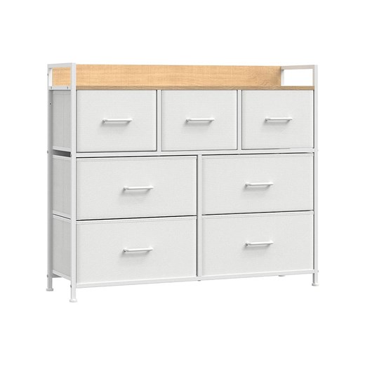Songmics Komoda w kolorze biało-jasnobrązowym - 98 x 85 x 28,5 cm ze sklepu Limango Polska w kategorii Komody - zdjęcie 184601435