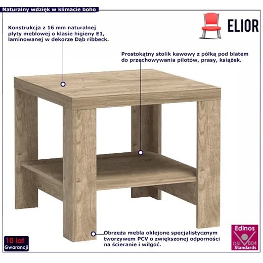 Stolik kawowy dąb ribbeck K2-E72 Elior One Size Edinos.pl