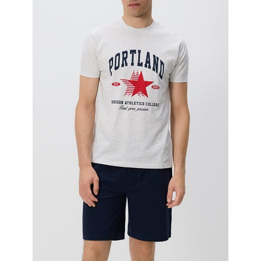 Reserved - Dwuczęściowa piżama z nadrukiem - ciemnoszary Reserved XL Reserved