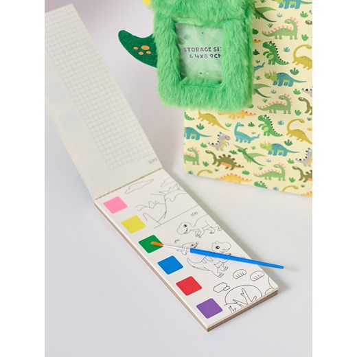 Sinsay - Kolorowanka wodna z pędzelkiem z motywem dinozaurów - zielony Sinsay One Size Sinsay