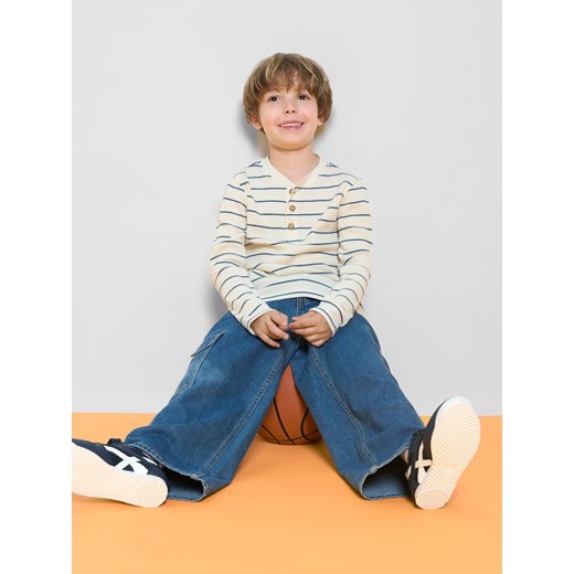 Sinsay - Koszulka z długimi rękawami w paski - biały Sinsay 140 (9-10 l) Sinsay