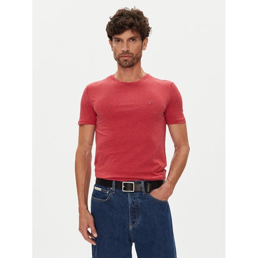 Tommy Jeans T-Shirt Jaspe DM0DM20363 Czerwony Slim Fit ze sklepu MODIVO w kategorii T-shirty męskie - zdjęcie 184605097
