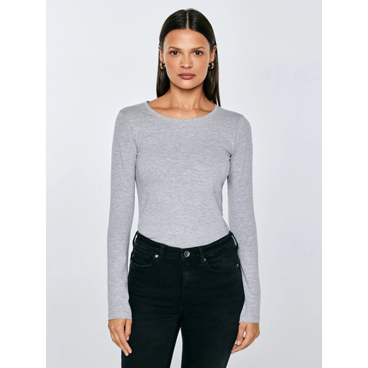 Bluzka damska z długim rękawem szara Classic 991 ze sklepu Big Star w kategorii Bluzki damskie - zdjęcie 184606086
