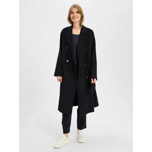 Marc O'Polo Płaszcz damski Kobiety Wełna granatowy jednolity ze sklepu vangraaf w kategorii Płaszcze damskie - zdjęcie 184606308