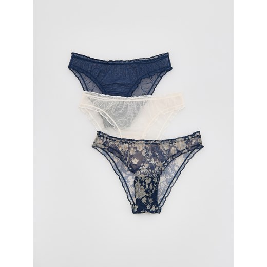 Reserved - Majtki typu bikini 3 pack - granatowy ze sklepu Reserved w kategorii Majtki damskie - zdjęcie 184606497