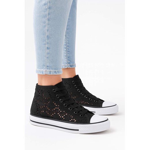 Czarne ażurowe trampki damskie na lato /C4-1 16336 G9-84/ ze sklepu Pantofelek24.pl w kategorii Trampki damskie - zdjęcie 184607465
