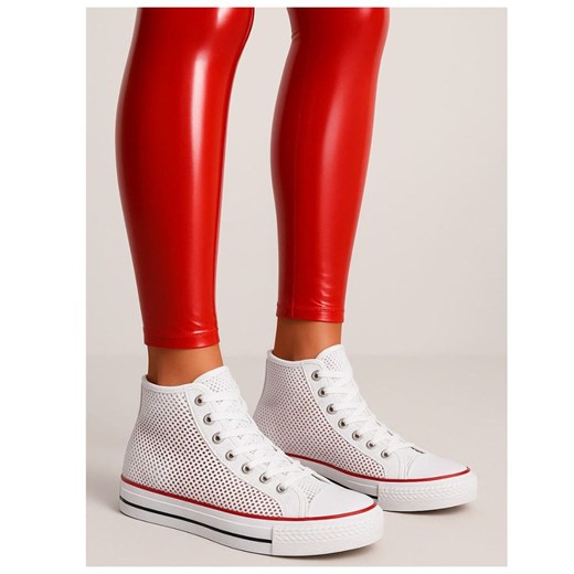 Białe ażurowe trampki damskie na lato /D3-1 16329 G9-84/ ze sklepu Pantofelek24.pl w kategorii Trampki damskie - zdjęcie 184607496