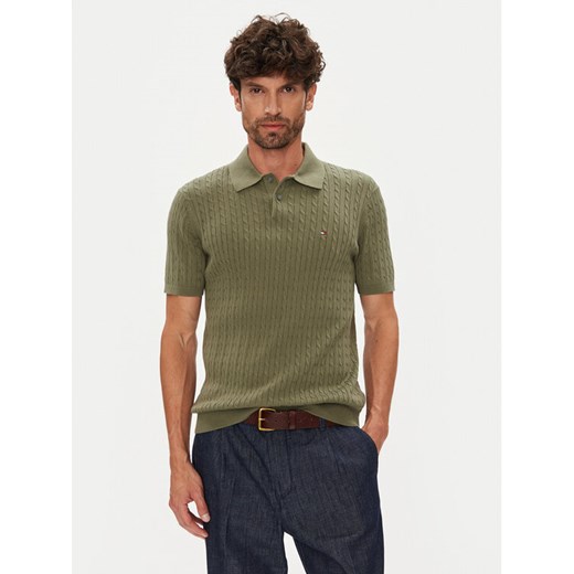 Tommy Hilfiger Polo MW0MW40701 Zielony Regular Fit ze sklepu MODIVO w kategorii T-shirty męskie - zdjęcie 184608189