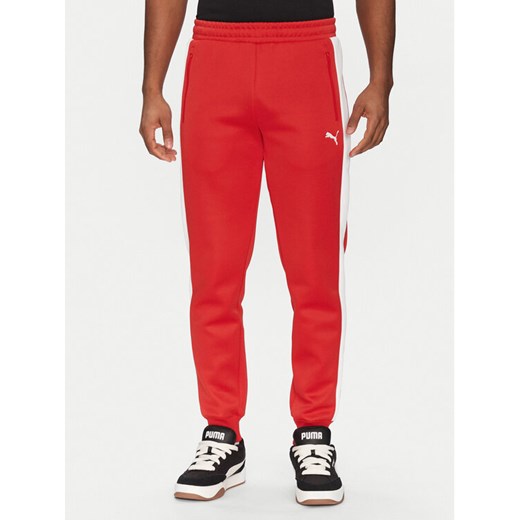 Puma Spodnie dresowe T7 Always On 629588 Czerwony Regular Fit ze sklepu MODIVO w kategorii Spodnie męskie - zdjęcie 184608299