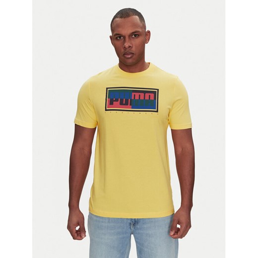 Puma T-Shirt Graphics Box 684827 Żółty Regular Fit ze sklepu MODIVO w kategorii T-shirty męskie - zdjęcie 184608357