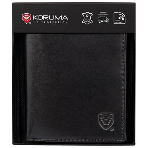 Mały młodzieżowy portfel skórzany z ochroną RFID (czarny) ze sklepu Koruma ID Protection w kategorii Portfele męskie - zdjęcie 184610165