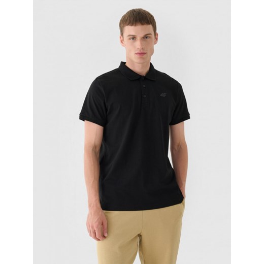Męska koszulka polo 4F 4FWMM00TPTSM367 - czarna ze sklepu Sportstylestory.com w kategorii T-shirty męskie - zdjęcie 184610669