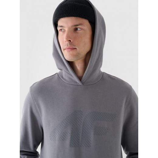 Męska bluza dresowa nierozpinana z kapturem 4F 4FWMM00TSWSM1766 - szara ze sklepu Sportstylestory.com w kategorii Bluzy męskie - zdjęcie 184610678